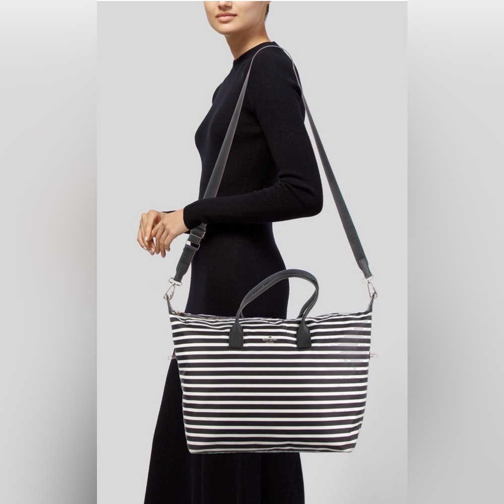 KATE SPADE Watson Lane Lyla striped nylon large weekender tote bag - Picture 2 of 15